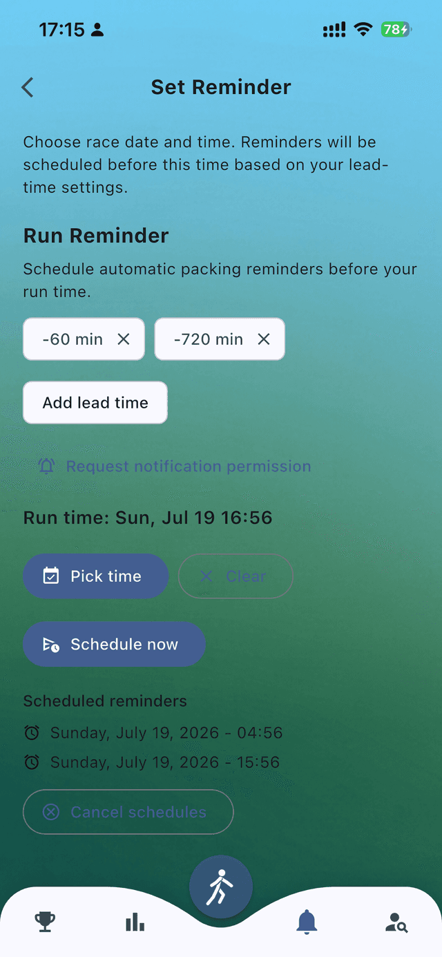 Pace Running — Achievements